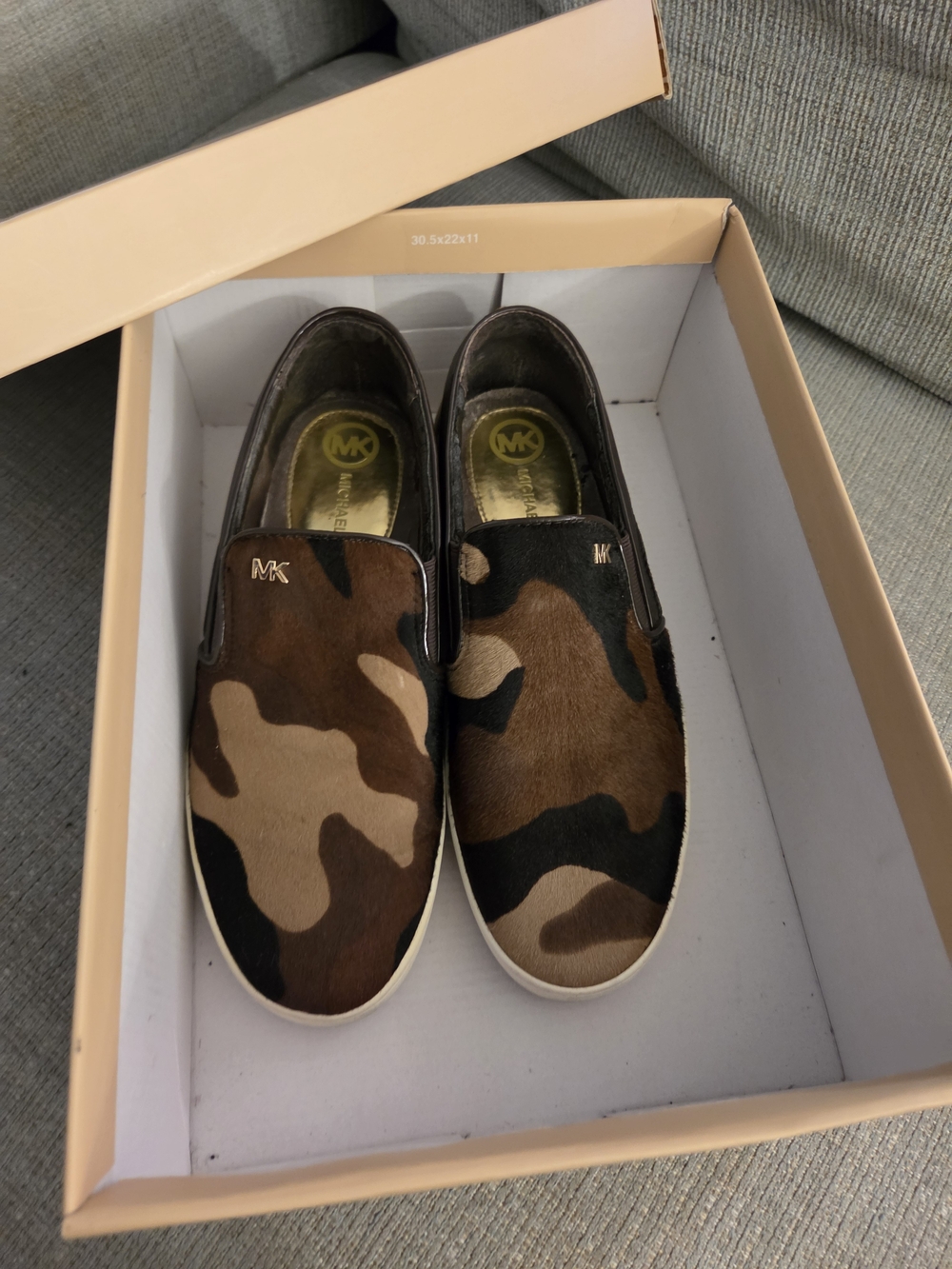 Michael Kors Camo Slip-On Sneakers in Brown and Black
